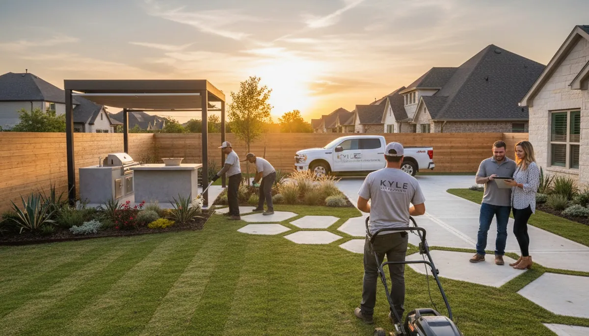 Austin TX landscaping service team enhancing outdoor property with professional lawn care and garden maintenance