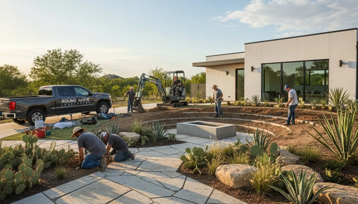 Landscaping team serving Austin, TX with professional lawn and garden maintenance services